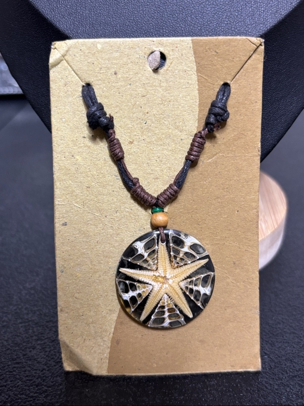 Starfish Pensant Beachy Boho Adjustable Indonesia Blavk Cord Necklace